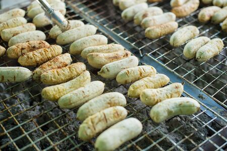 Grilled of banana fruit, asian style foodの写真素材