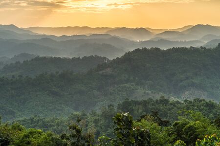 Sunrise with mountain wave landscapeの写真素材