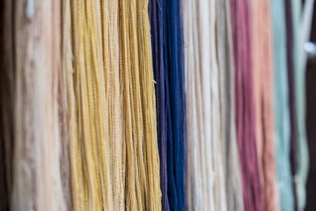 Closeup of multicolor yarn for pattern background