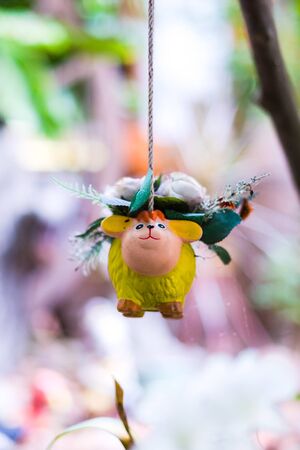 Closeup of animal sculpture in the gardenの写真素材