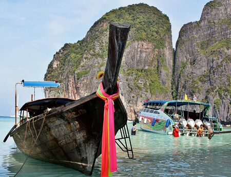 a view of a boat in Krabi Thailandの素材
