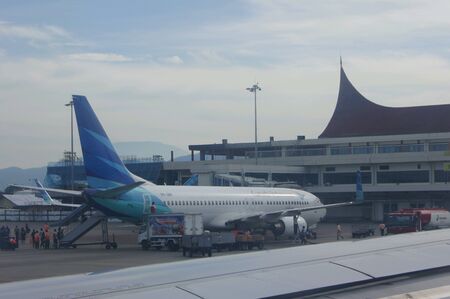 A view of airplane at airportの素材