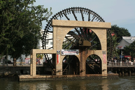 A view of watermill in Melaccaの素材