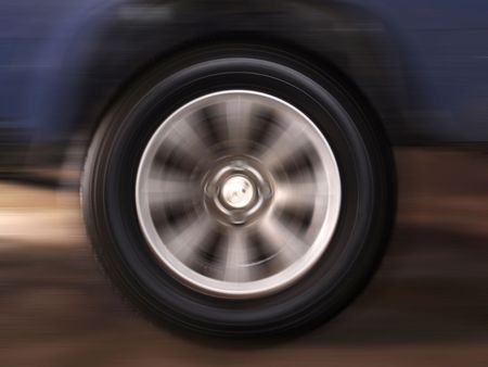 a wheel spins with high speed                            の写真素材