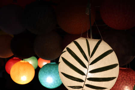 Colorful lanterns lighting at an evening