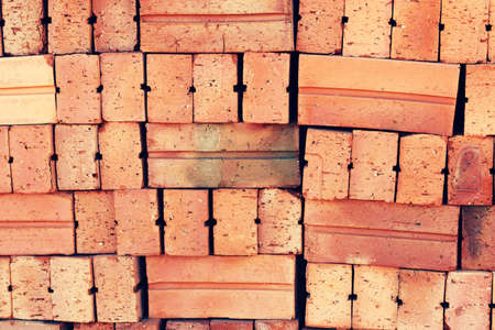 Close up of stacked clay bricks