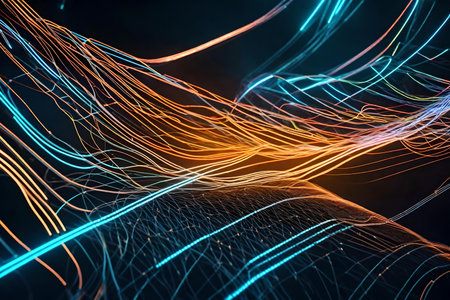 Wire neon element futuristic abstract background. Generative AIの素材