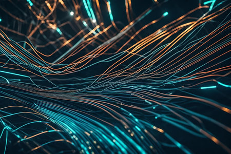 Wire neon element futuristic abstract background. Generative AIの素材