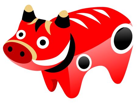  Japanese traditional toy Akabeko のイラスト素材