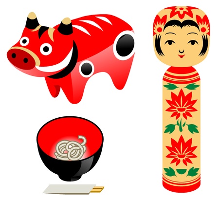 famous product Tohoku in Japanのイラスト素材