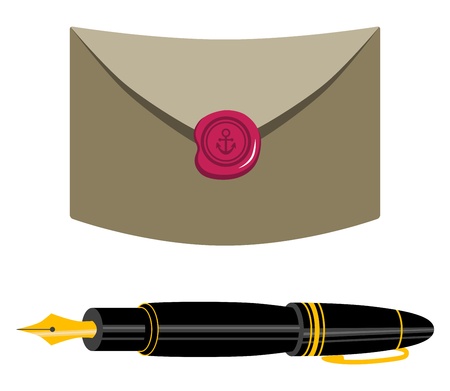 Fountain pen and a letterのイラスト素材