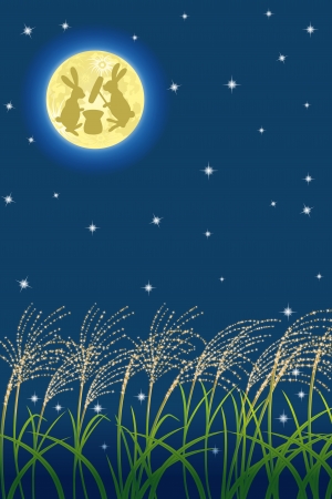 Japanese Harvest moon imageのイラスト素材