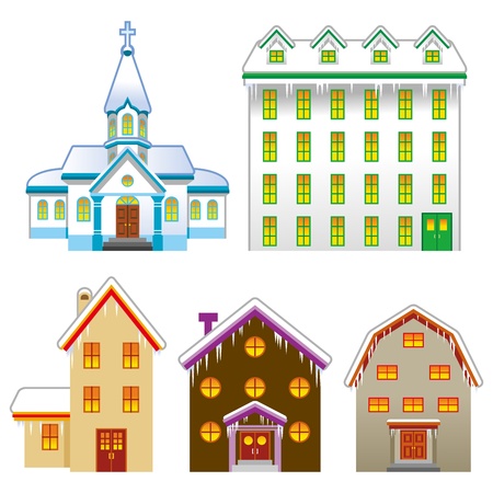 Church and House,Winter seasonのイラスト素材