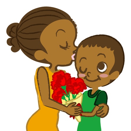 Mother s Day image ,African Mother and son のイラスト素材