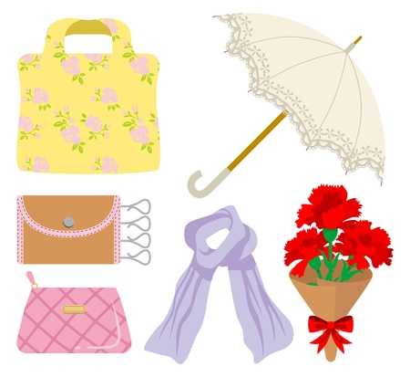 Mother s Day gift, clothing and accessories のイラスト素材