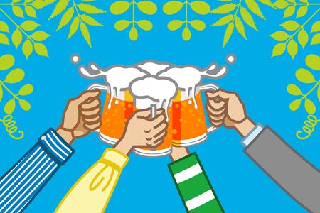 toast  with beer , in natureのイラスト素材