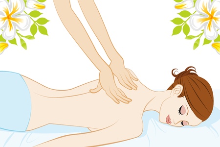 Young Women who receive back massageのイラスト素材
