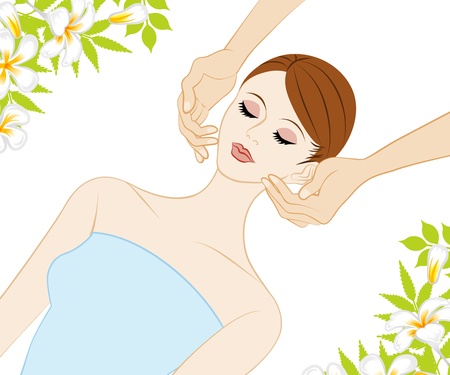 Young Women who receive face massageのイラスト素材