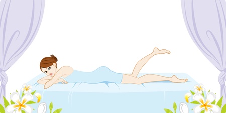 Beautiful Woman Lying Down on the bed, full lengthのイラスト素材