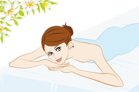 Beautiful Woman Lying Down on the bed, Waist Upのイラスト素材