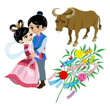 Tanabata image set, about Japanese folkloreの販売画像