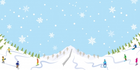 Snowing Ski slopeのイラスト素材