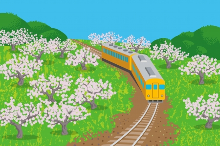Spring Trainのイラスト素材