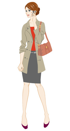 Business women holding smart phone,Full Lengthのイラスト素材