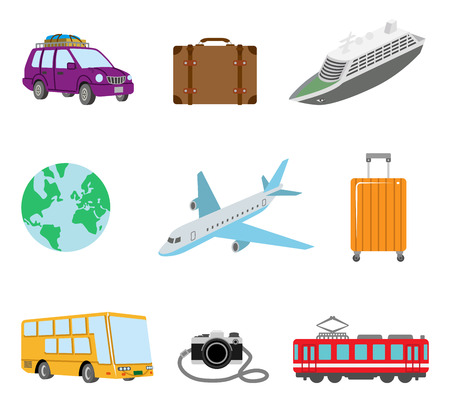 Travel and transportation iconsのイラスト素材