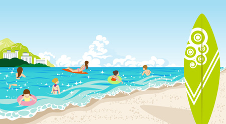 People in Summer beachのイラスト素材