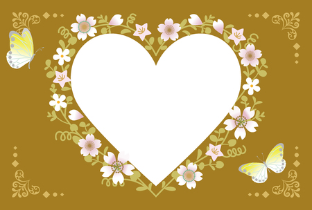 Spring Flower Wreath-Heart Brownのイラスト素材