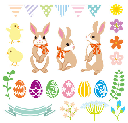 Easter Bunny and Decoration setのイラスト素材