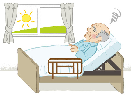 Bedridden senior menのイラスト素材