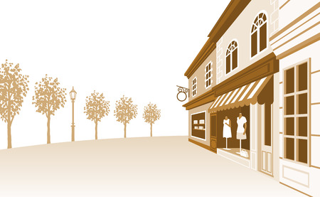 Shop Street Sepia Tonedのイラスト素材