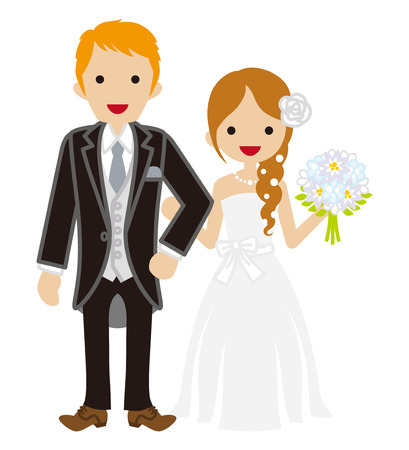 Wedding-Heterosexual Couple - Braid hairのイラスト素材