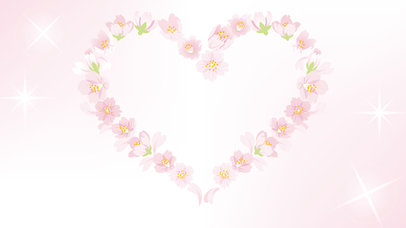 Cherry Blossom heart shape frameのイラスト素材