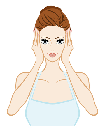 Lift up-Skin Care Woman-both handsのイラスト素材