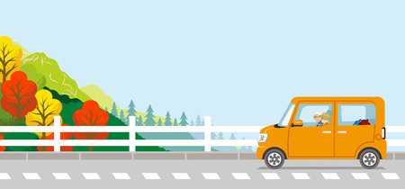 Autumn Drive, Senior couple, Anonymityのイラスト素材