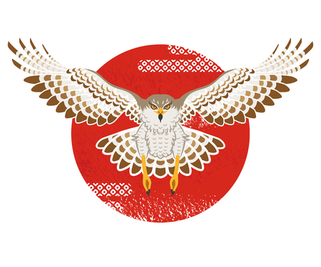 Flying Hawk with Sunのイラスト素材