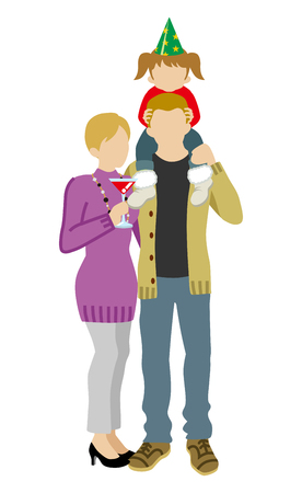 Young Family having a home party -Daughterのイラスト素材