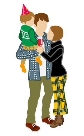 Young Family having a home party -Sonのイラスト素材