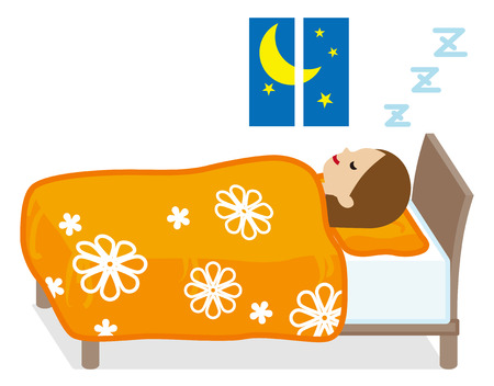Sleeping woman -Floral pattern Bedclothesのイラスト素材