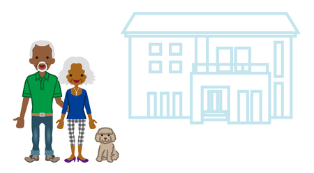 African senior couple with the residenceのイラスト素材