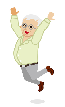 Jumping Senior manのイラスト素材