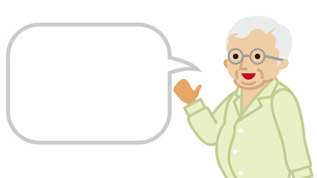 Explaining Senior man with speech bubbleのイラスト素材