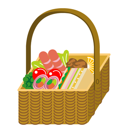 Picnic lunch basketのイラスト素材