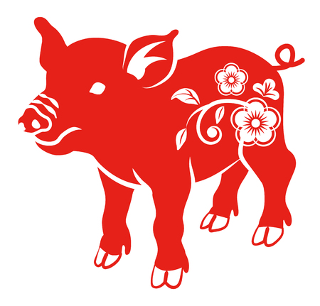 Floral Decorative Pigのイラスト素材