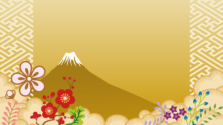 Mt.Fuji and cloudscape - Japanese traditional style backgroundのイラスト素材