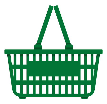 Empty Green color Shopping basket - Front viewのイラスト素材