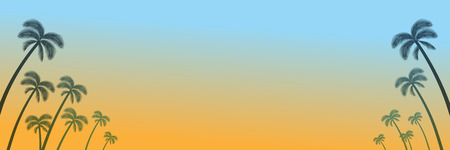 Palm tree silhouette frame in sunset background, Banner ratioのイラスト素材